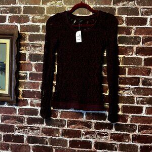 RW&CO. Burgundy Floral Lace Long Sleeve Top